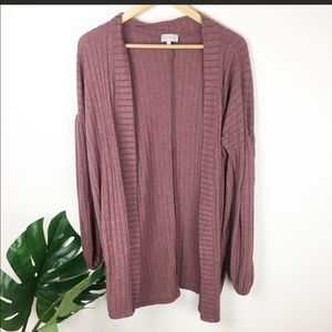 Lucky brand rose balloon sleeve open cardigan S